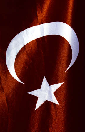 Turkish national flag and in close viewの写真素材