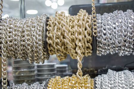 Rolls of decorative chains in viewの写真素材