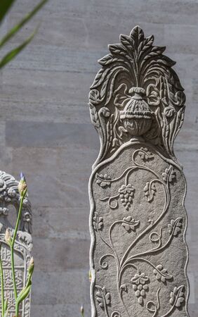 Old stone on the graves in Istanbul from Ottoman timeのeditorial素材