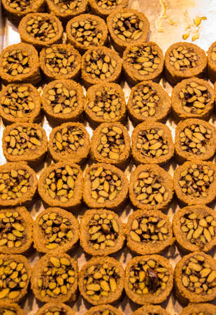 Turkish traditional desert sweets at the Marketの写真素材