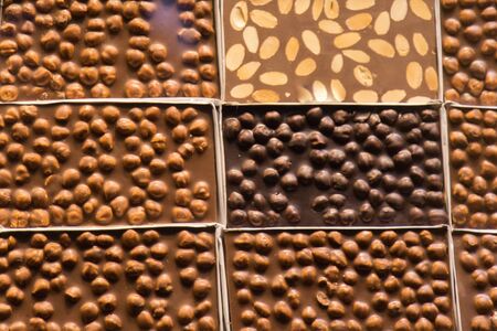 Home made chocolate bars as a backgroundの写真素材