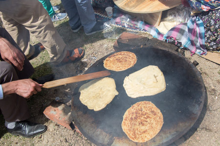 Home making of traditional turkish gozleme pancake