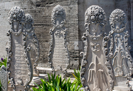 Old stones on the graves in Istanbul from Ottoman time
