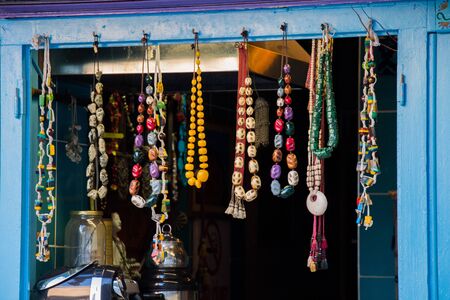 Colorful beads of various color at a marketの写真素材