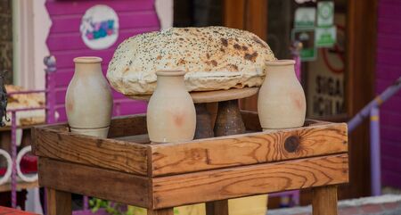 Traditional Turkish style made bread loafの写真素材