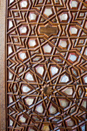 Ottoman Turkish  art with geometric patterns on woodの写真素材