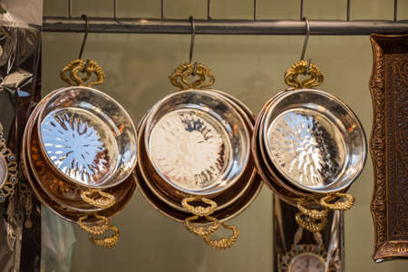 Set of new metal pans as cookwareの写真素材