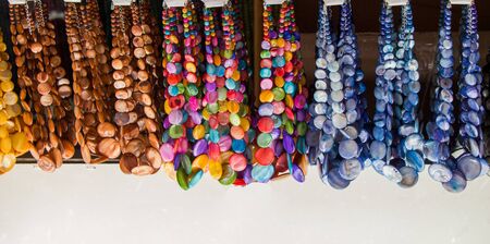 Colorful beads of various color at a marketの写真素材