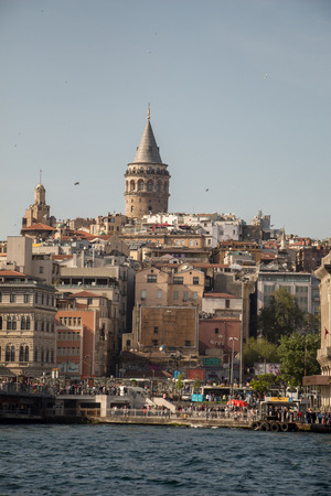 View of the Galata Tower from Byzantium times in Istanbulのeditorial素材