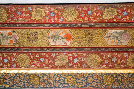 Ottoman-Turkish style floral art patterns on wood