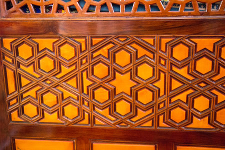 Ottoman Turkish  art with geometric patterns on wood
