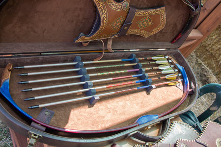 Antique old wooden arrows