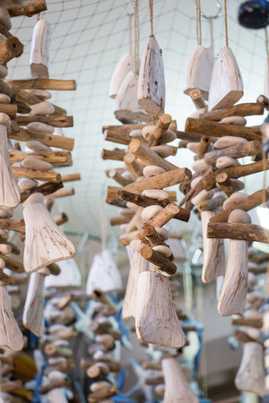 Beautiful wooden fish  for decoration on a a string
