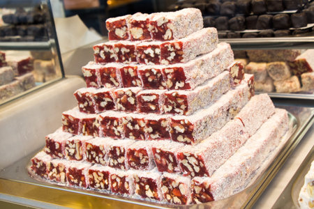 Load of traditional turkish delight rahat lokumの写真素材