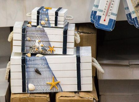 Little box chest made of woodの写真素材