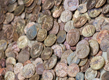 Antique metal coins collectionの写真素材
