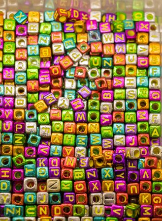 Colorful alphabet letter cubes in viewの写真素材