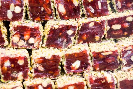 Load of traditional turkish delight rahat lokumの写真素材