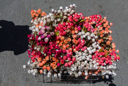 Colorful fake artificial flowers  in viewの写真素材