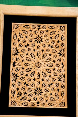 Ottoman Turkish  art with geometric patterns on woodの写真素材