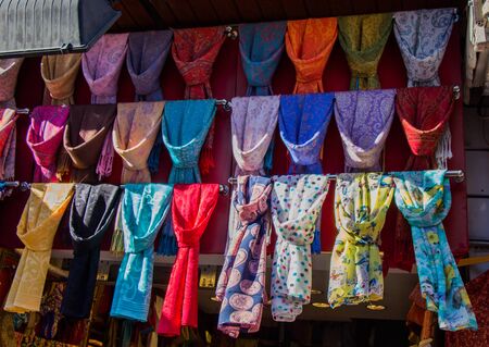 Turksih traditional woman scarf with floral embroideryの写真素材