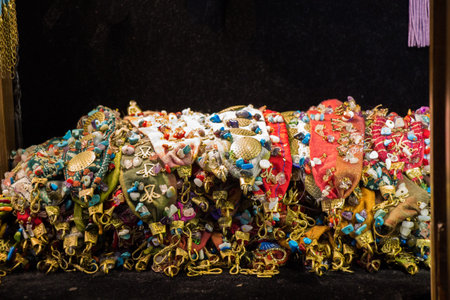 Turksih traditional woman scarf with floral embroideryの写真素材