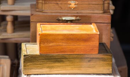 Little box chest made of woodの写真素材