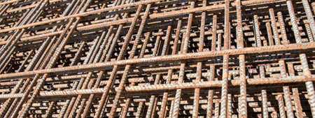 Iron bars reinforcement concrete bars for constructionの写真素材