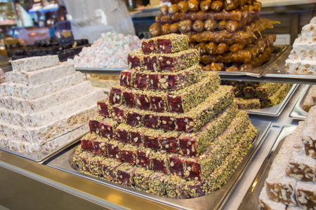 Load of traditional turkish delight rahat lokumの写真素材