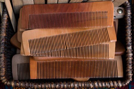 Old style  hair comb made of woodの写真素材