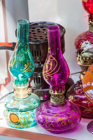 Old retro  style lantern made of metalの写真素材