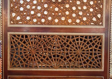 Ottoman Turkish  art with geometric patterns on woodの写真素材