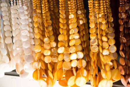 Colorful beads of various color at a marketの写真素材