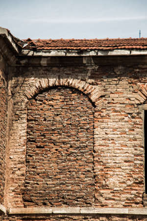 Old grunge brick wall as a backgroundの写真素材