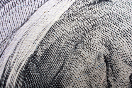 The fragment of 100 dollar bill. Close upの写真素材