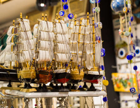 Set of hand made sail boats in viewの写真素材