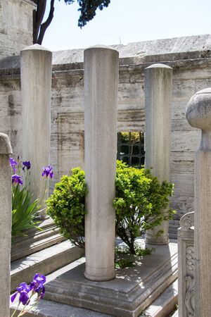 Old stones on the graves in Istanbul from Ottoman timeのeditorial素材