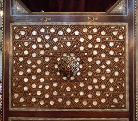 Ottoman Turkish  art with geometric patterns on woodの写真素材