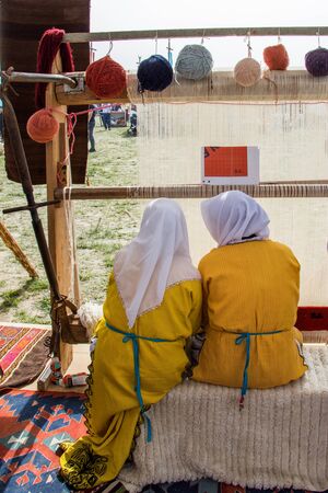 Carpet of  traditional types made on a loomのeditorial素材