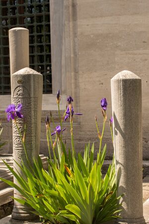 Old stones on the graves in Istanbul from Ottoman timeのeditorial素材