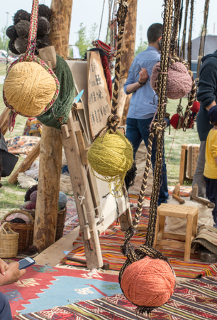 Set or rolls of colotful stringのeditorial素材