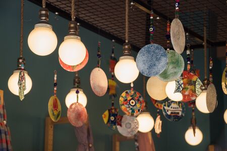 Decorative  style filament light bulbs in viewの写真素材