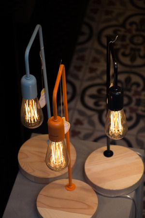 Decorative  style filament light bulbs in viewの写真素材