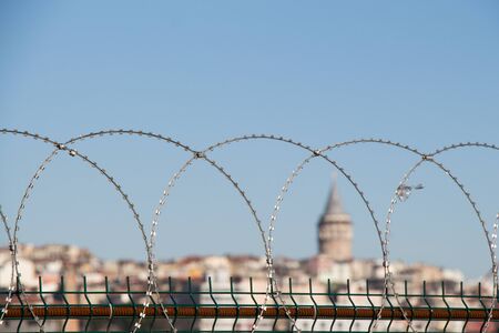 View of the Galata Tower from Byzantium times in Istanbulの写真素材
