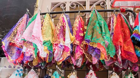 Turksih traditional woman scarf with floral embroideryの写真素材