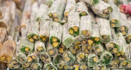 Load of traditional turkish delight rahat lokumの写真素材