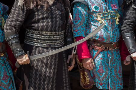 Turkish  man and horseman ethnic clothes examplesの写真素材