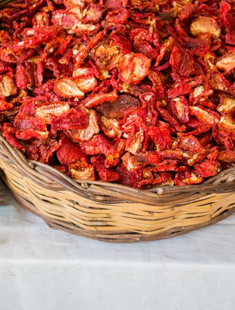Dry red pepper found on the market standの写真素材