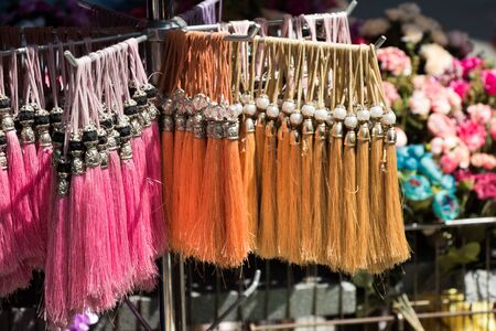 Selection of Ottoman Turkish traditional tassels in various colorsの写真素材