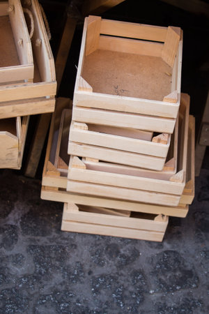 Wooden empty crate box for sale in a market